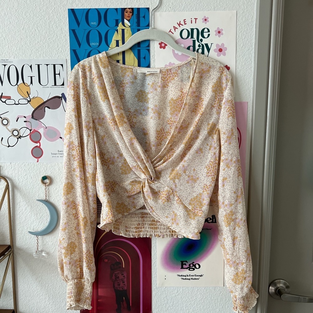 Twist Front Floral Blouse